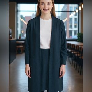 Carve Designs soft open front long cardigan blue stripes size small